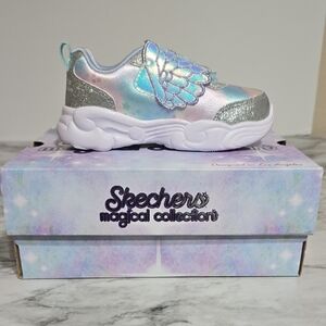 Skechers Kids' Silver and Blue Winged Sneakers